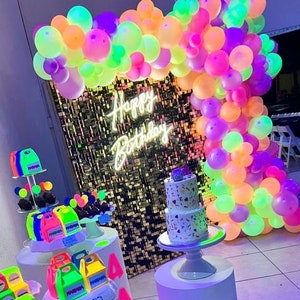 Neon Balloon Arch Birthday Glow up Party Decorations Retro Party Bridal  Shower Garland Set Fluorescent Balloons Party Supplies 