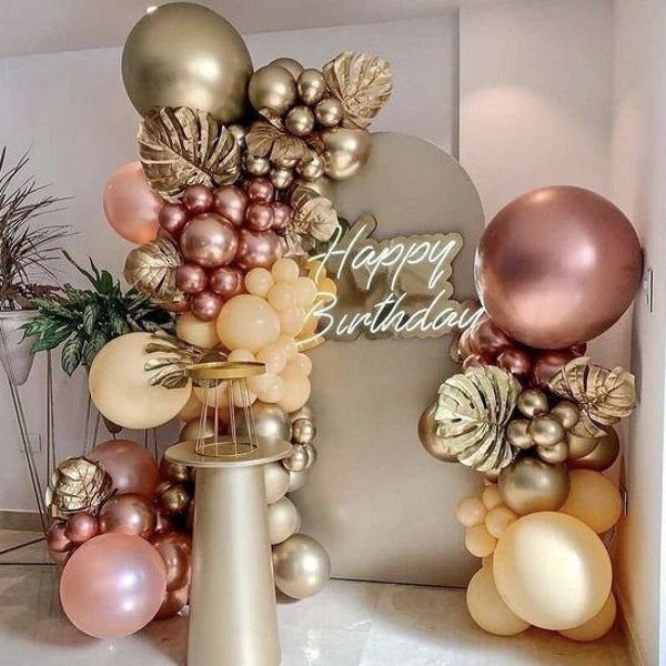 Gold and Rose Gold Balloon Arch Kit Birthday Party Decorations | Wedding | Baby Shower | Bridal Shower Balloons Garland Set