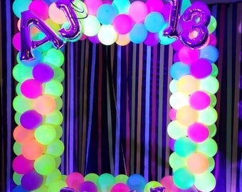 Retro Neon Balloon Arch Kit | Glow Up Party Garland | Birthday Bridal Shower Fluorescent Decorations