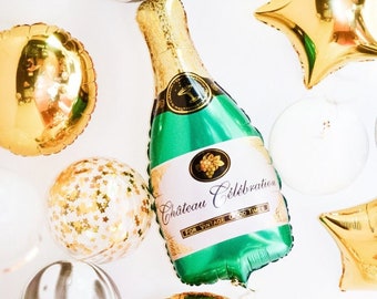 Green Champagne Bottle Balloon: Party Celebration Decor