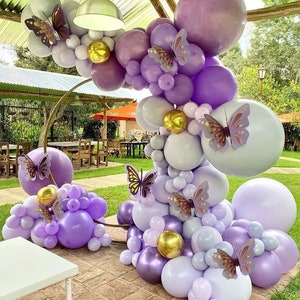Purple Butterflies Colors Balloons Garland Birthday Party Decorations | Baby Shower Room Layout Arch Set Purple Balloon Party Supplies