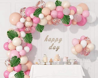Jungle Animals Pink Balloon Garland Kit | Birthday Party Decorations | Baby Shower Arch Set Supplies