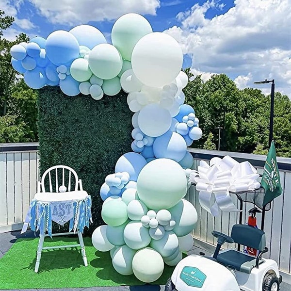 Light Blue and Mint Green Balloon Arch Kit Birthday Party Decorations | Baby Shower | 1st Birthday Garland Set Balloons Party Supplies