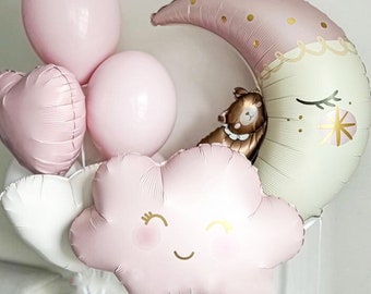 Moon and Cloud Balloon Bouquet: Pastel Party Decorations