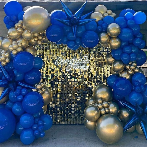 Navy Blue and Gold Balloon Garland Birthday Party Decorations  | Wedding | Baby Shower Room Layout Arch Set Balloon Party Supplies