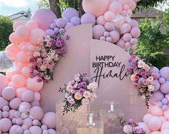 Pastel Purple and Pink Colors Balloons Garland Birthday Party Decorations | Baby Shower Room Layout Arch Set Balloon Party Supplies