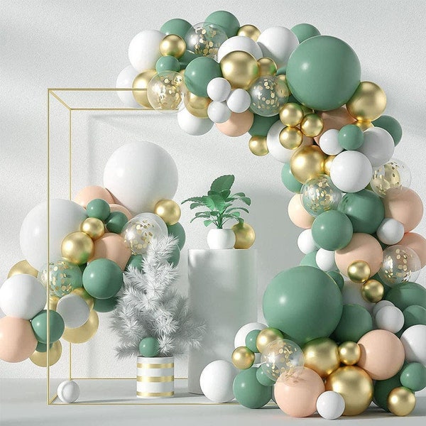 Sage Green Balloons Garland Birthday Party Decorations | Wedding | Baby Shower Arch Set Green Gold Apricot Balloon Party Supplies