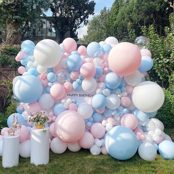 Blue and Pink Balloon Arch Kit Birthday Party Decorations | Baby Shower | Gender Reveal Garland Set Balloons Party Supplies