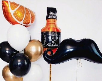 Whiskey Bottle Birthday Balloon Set: Aged to Perfection Party Decor
