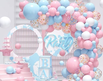 60 Palloncini Rosa E Blu Pastello - Palloncini Coriandoli Per Feste, Baby Shower, Compleanni - Foto 8