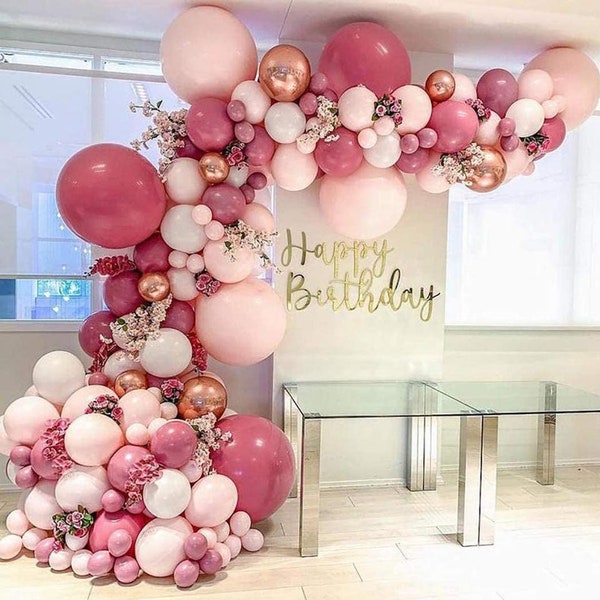 Pink Balloon Garland Rose Birthday Party Decorations  | Wedding | Baby Shower etc Room Layout Arch Set Dusty Pink Balloon Party Supplies