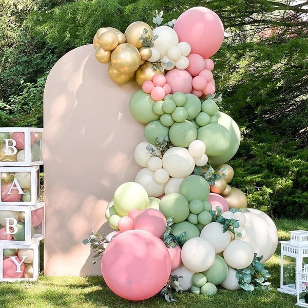 Boho Pastel Balloons Garland Birthday Party Decorations | Wedding | Baby Shower Arch Set Green Floral Boho Balloon Party Supplies