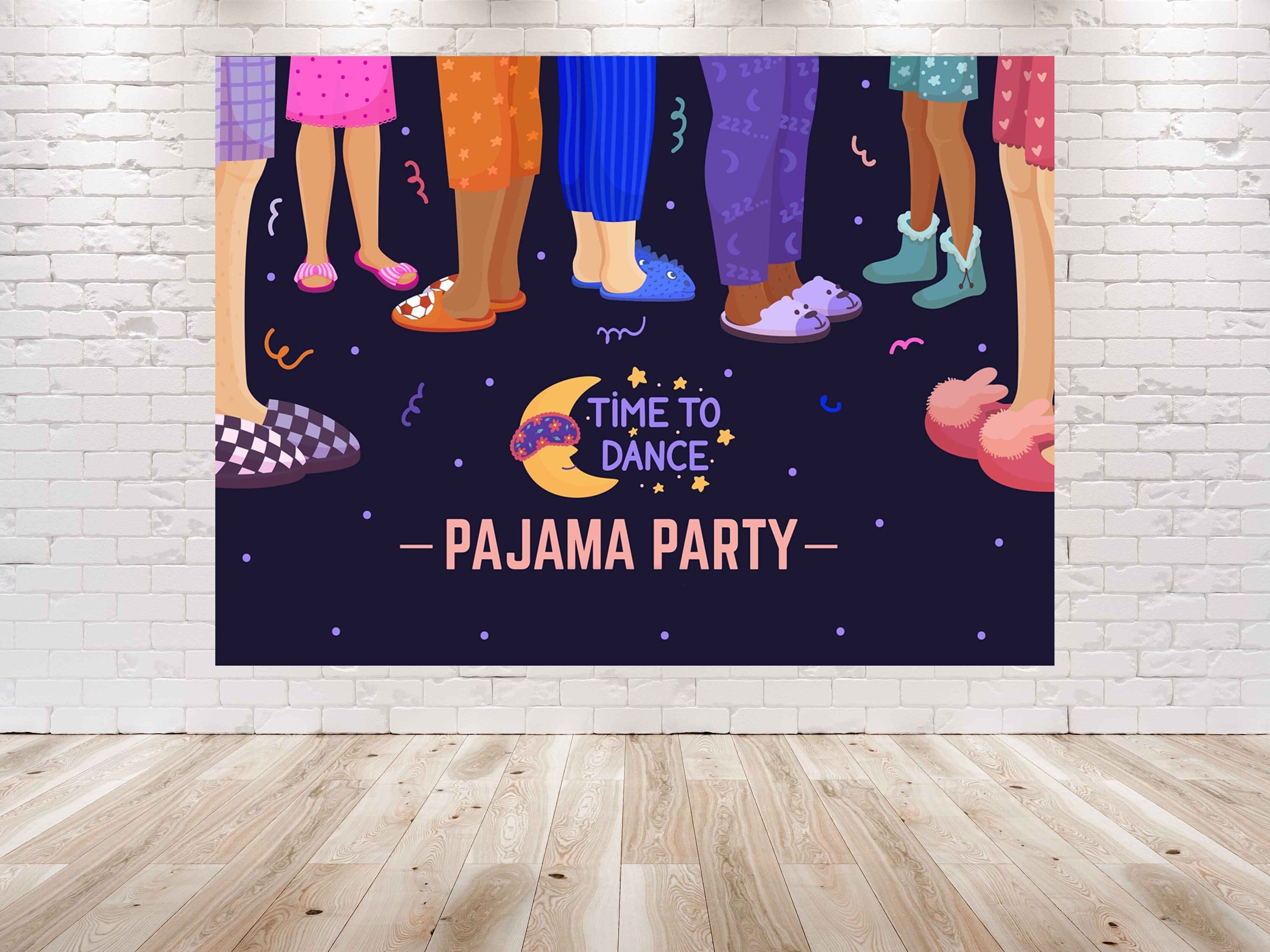 7X5FT Pajama Birthday Party Decorations Backdrop Sleepover Slumber Theme Background Birthday Photo Wall Poster