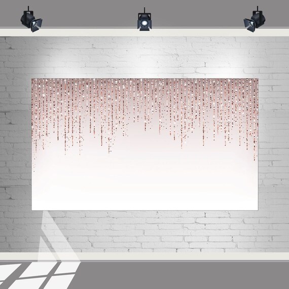 7X5 FT Rose Gold Glitter Backdrop Wedding, Bridal Shower