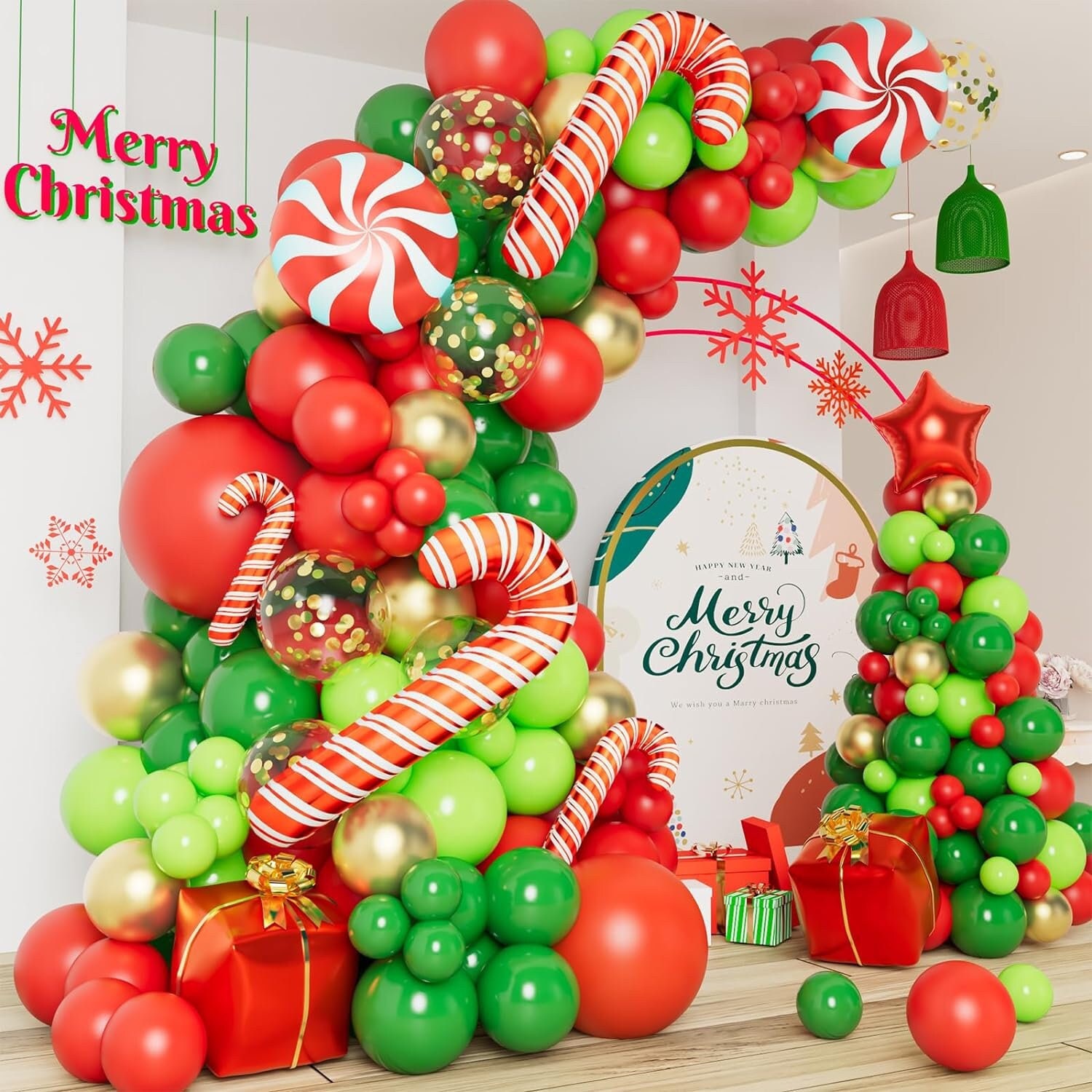 Red and Green Christmas Balloon Garland Arch Kit for Xmas Party Decorations Theme Christmas Garland Set Balloons Etsy Polska