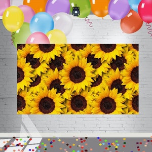 7X5 FT Rustic Sunflowers Birthday Backdrop | Sunflower Background for Any Occasion| Rustic Photo Wall Poster