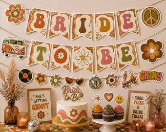 Groovy Bride to Be Banner, Retro Bridal Shower Decorations, 70s Bachelorette Party Decor, Boho Bride Banner, Groovy Wedding Party