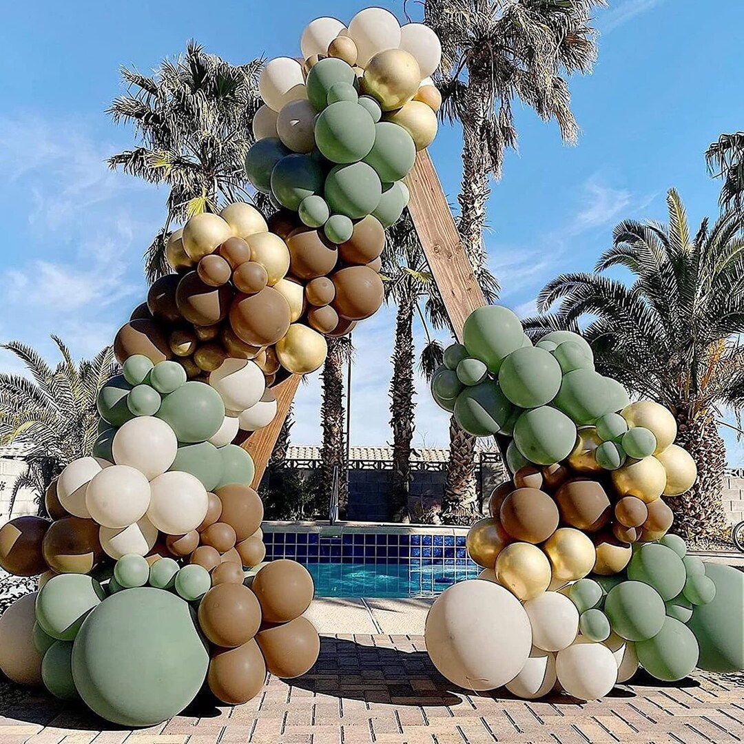 156pcs Jungle Safari Balloon Garland Arch Kit-Sage Green Tropical...