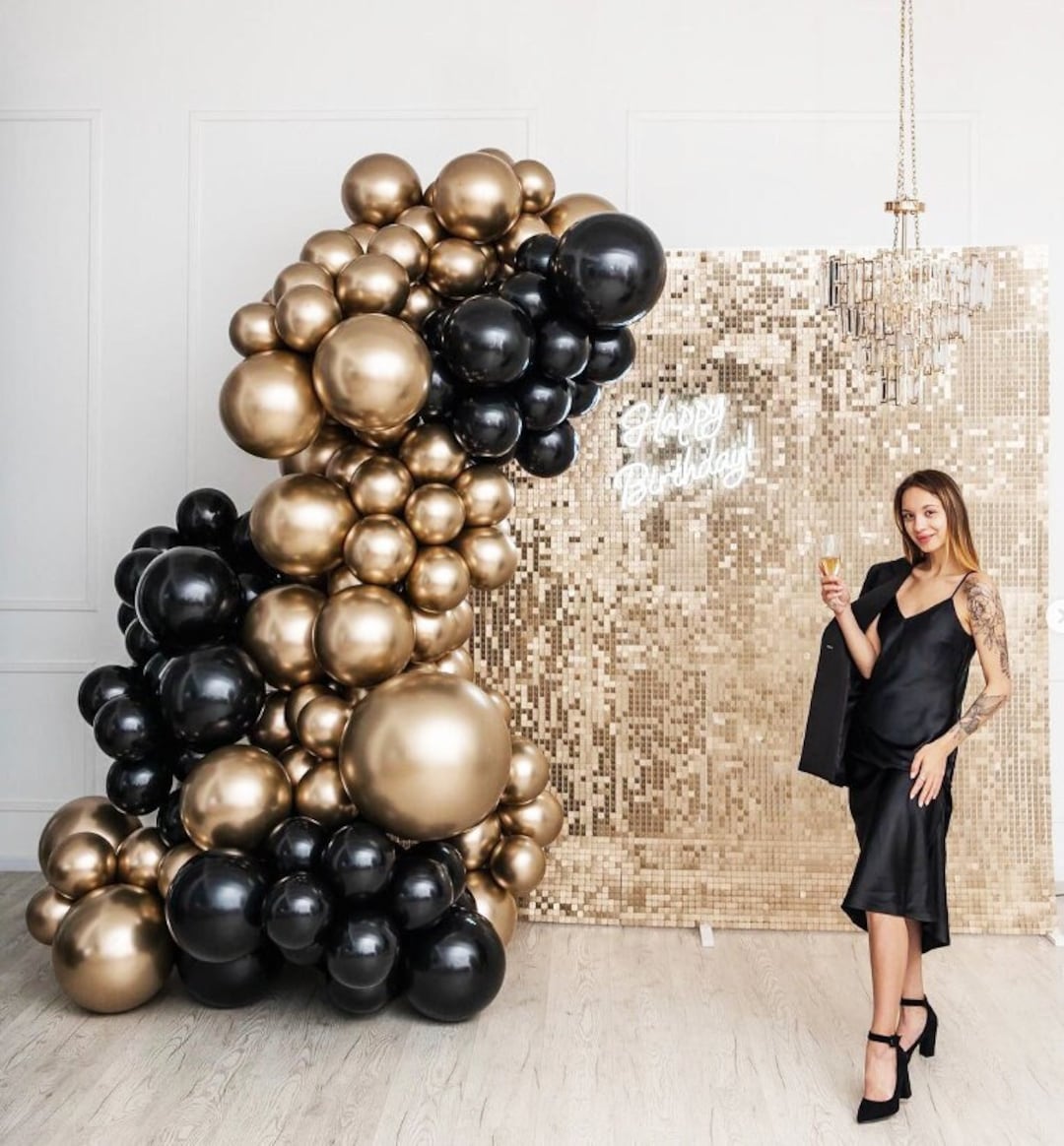 Elegant Black and Gold Balloon Decoration Set for Birthdays and Special ...