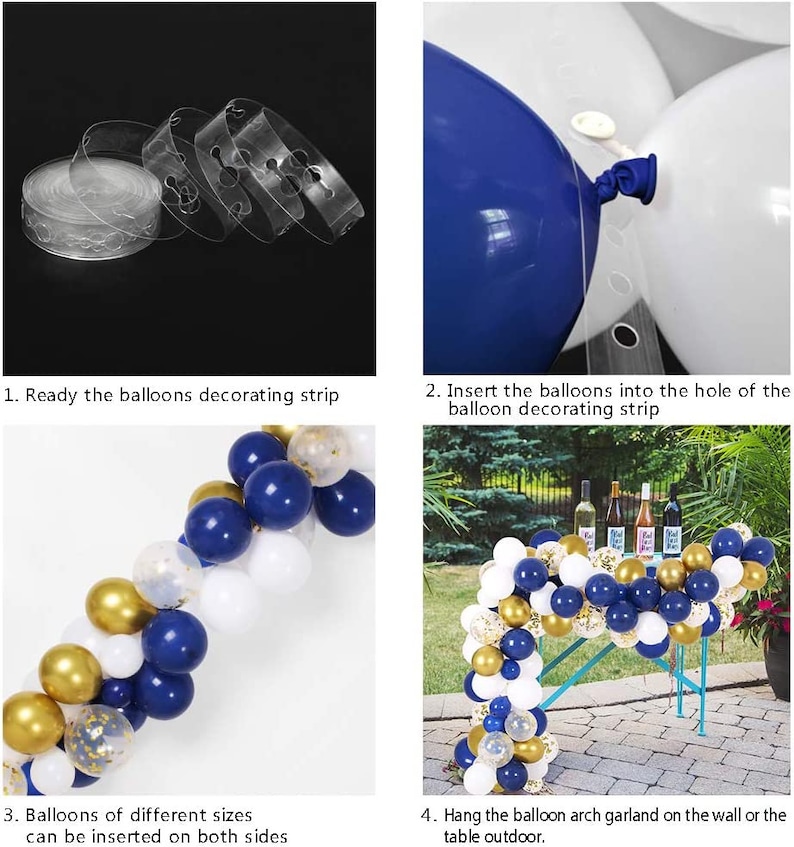 Blue, Gold, and White Balloon Garland Kit: Party Decorations - Etsy