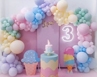 Pastel Rainbow Colors Balloons Garland Birthday Party Decorations | Baby Shower Room Layout Arch Set Light Colors Balloon Party Supplies