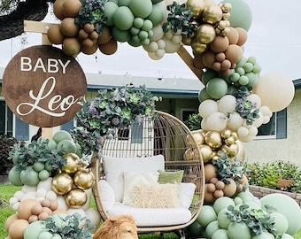 Sage Green Balloon Garland Kit: Boho Baby Shower Party Decorations