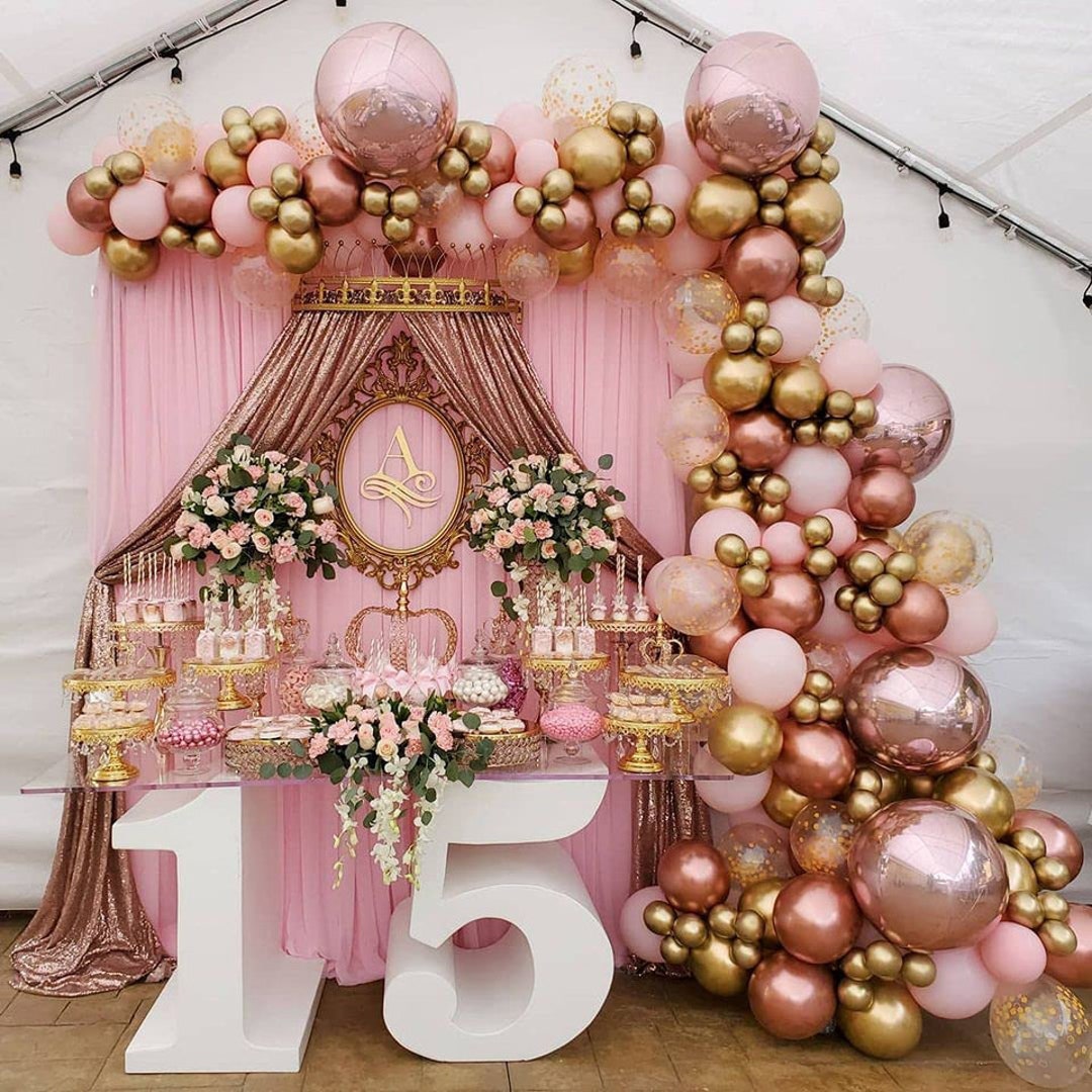 Rose Gold Bridal Shower Decorations 2 in 1 Set - Balloon Garland Arch –  Rain Meadow