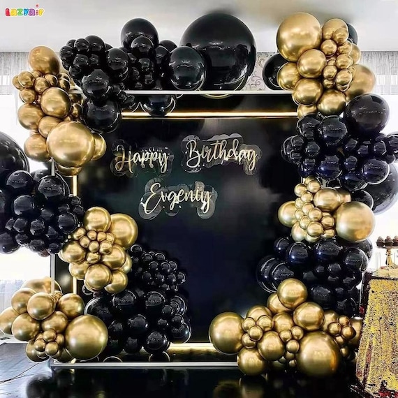 Kit Arche De Ballons Noirs Et Dorés 121 Pièces - Décoration Fête Anniversaire, Mariage, Événements Spéciaux