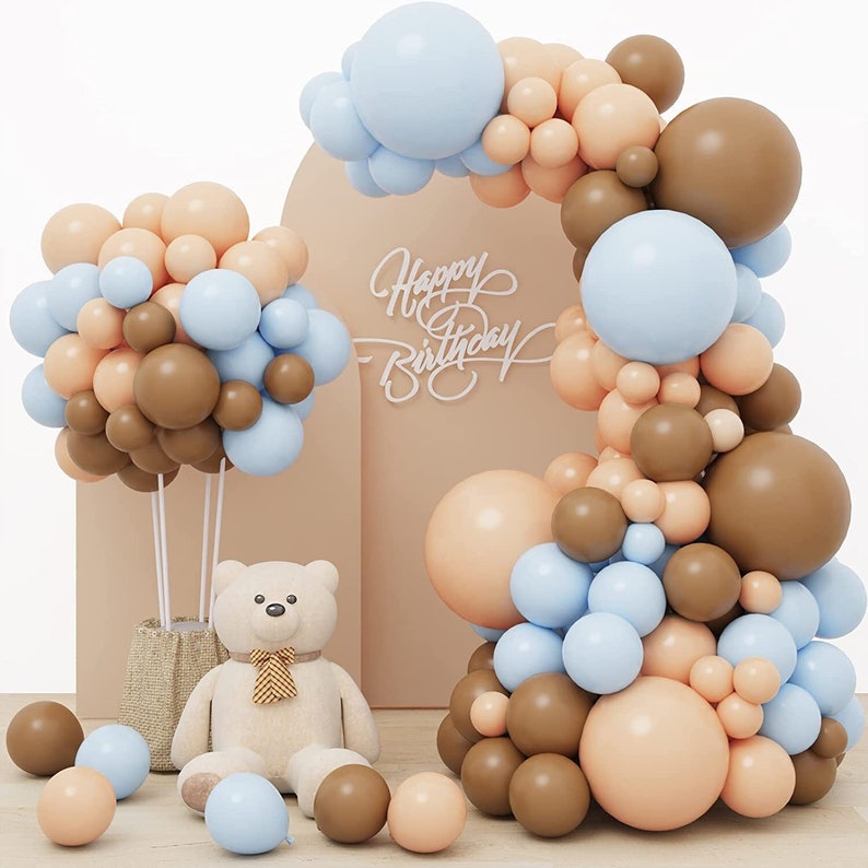 Brown and Blue Balloons Garland Birthday Party Decorations Etsy