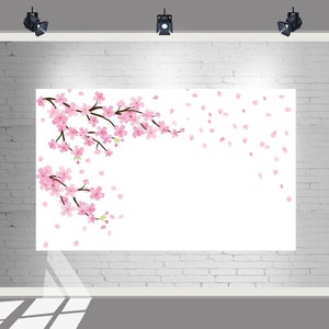 Sakura Bridal Shower Backdrop 7x5 FT | Cherry Blossom Theme Party Banner | Birthday Photo Background