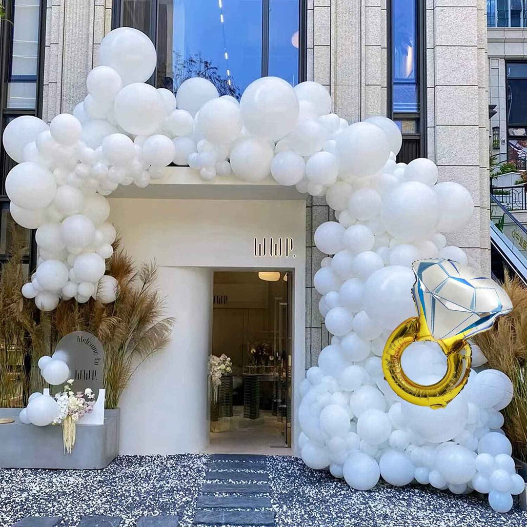 Diamond Ring White Balloon Arch Birthday Party Decorations Wedding ...