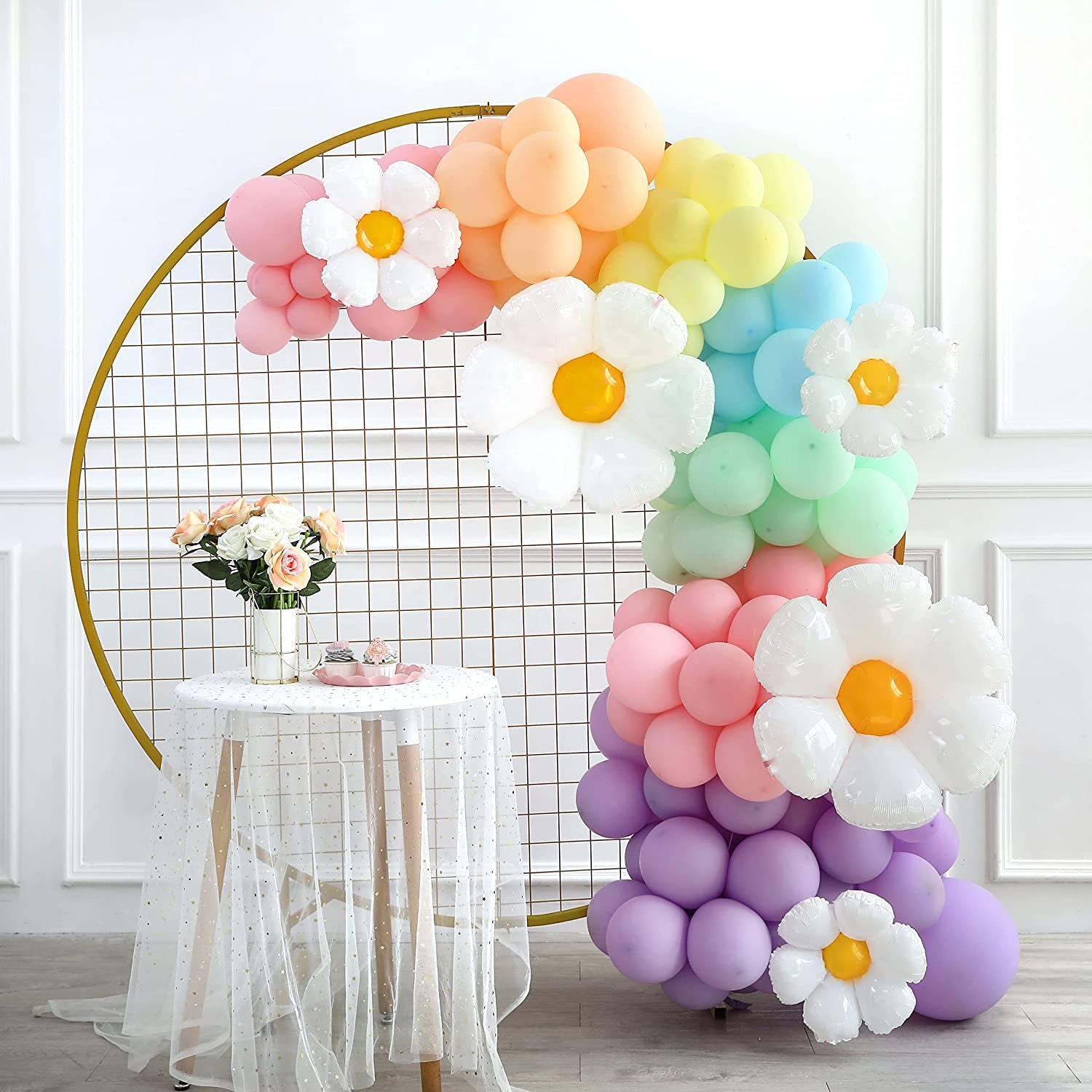 Daisy Pastel Balloons Garland Birthday Party Decorations Baby Shower Room  Layout Arch Set Light Macaron Groovy Balloon Party Supplies 