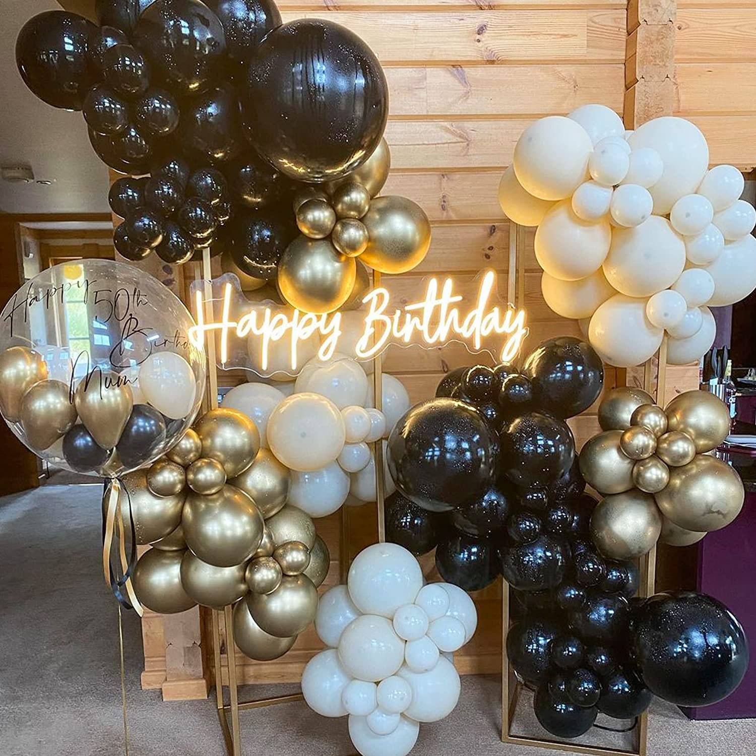 Acheter Guirlande de ballons noir, or et argent, ensemble de ballons pour  fête d'anniversaire pour bébé garçon, décoration de fête en or et noir