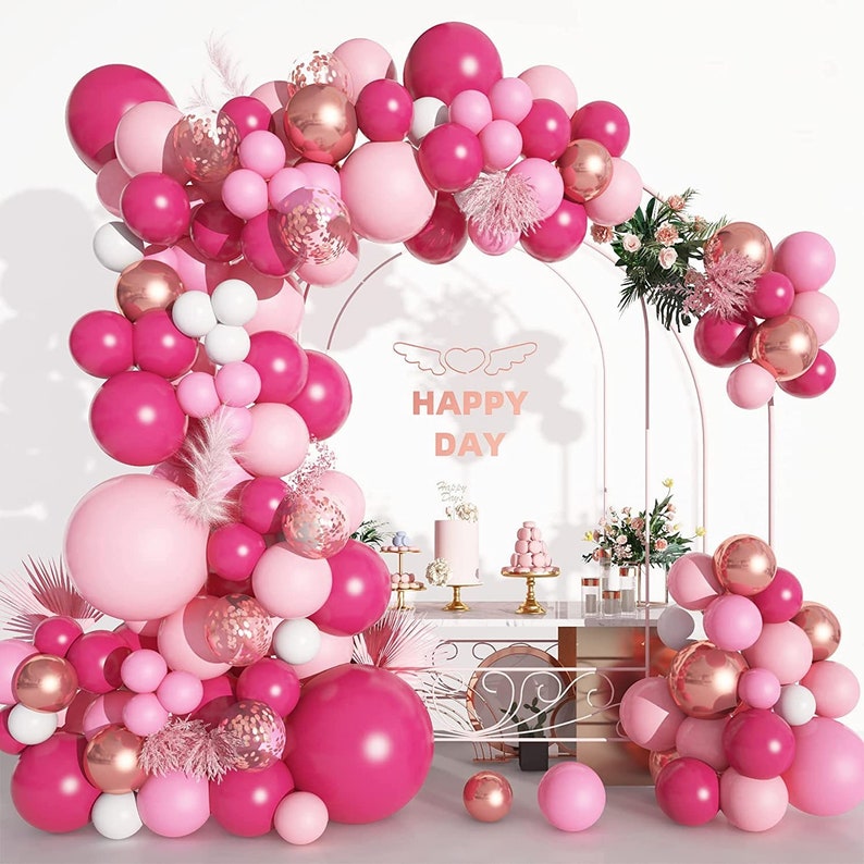 Hot Pink and Rose Gold Balloon Arch Kit Birthday Party - Etsy