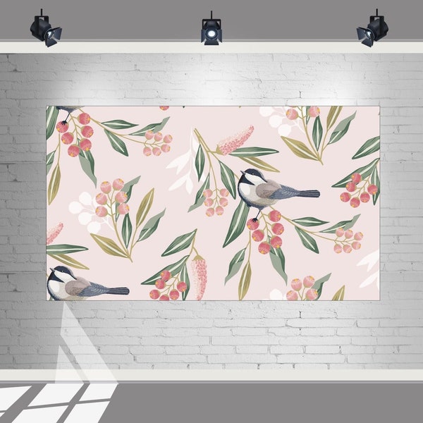 7X5 FT Floral Vintage Party Decorations Backdrop | Garden Birthday , Bridal Shower Banner Party Supplies| Retro Party Bird Photo Wall Poster