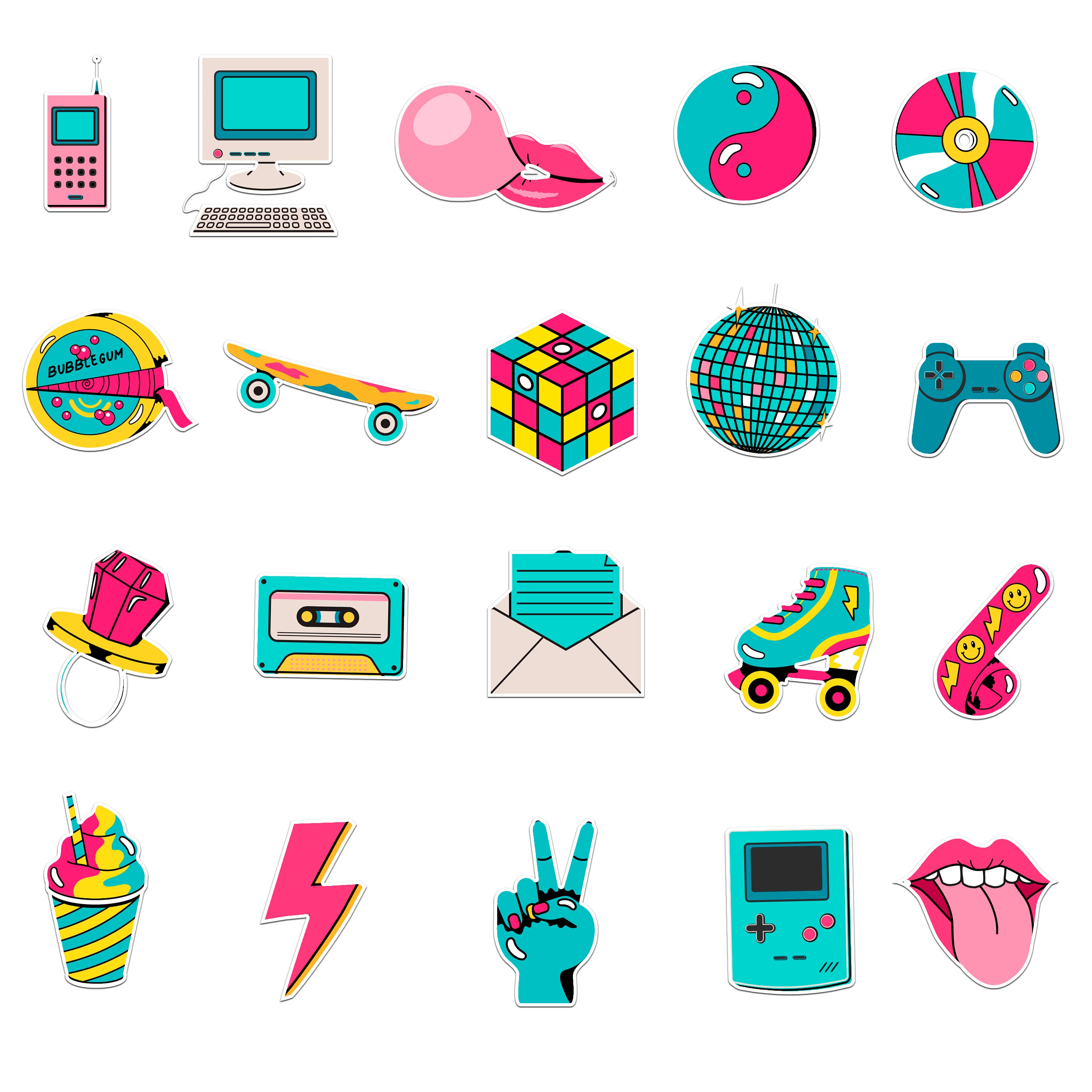90s Nostalgia Sticker Set: Retro Vinyl Decals - Etsy