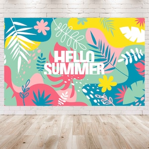 7X5FT Hello Summer Party Decorations Backdrop | Summer Background for Theme Party