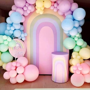 Pastel Rainbow Colors Balloons Garland Birthday Party Decorations | Baby Shower Room Layout Arch Set Light Colors Balloon Party Supplies