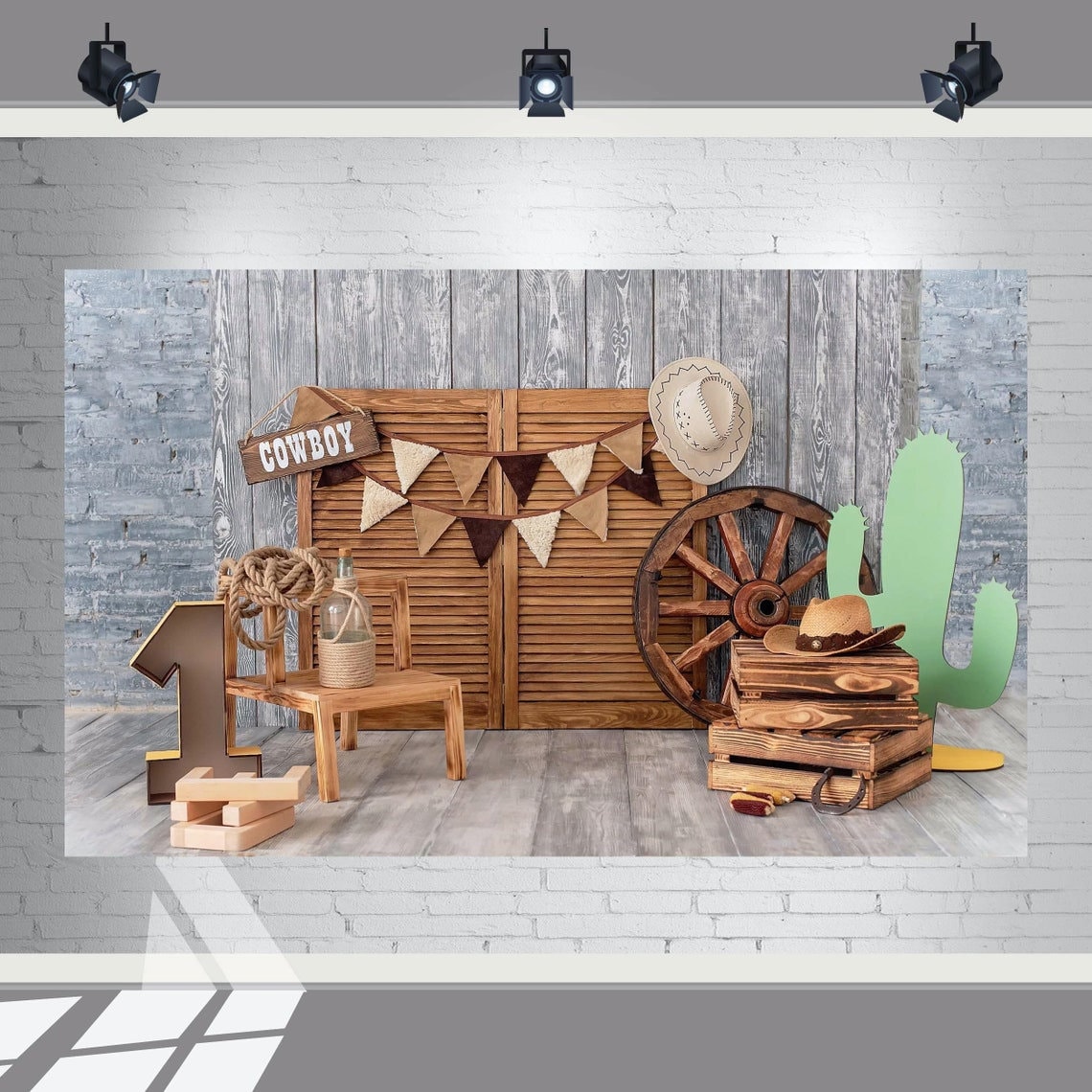 7X5 FT Birthday Cowboy Props Backdrop 1st Birthday Boy Party Decoration Western Baby Shower Photo Wall