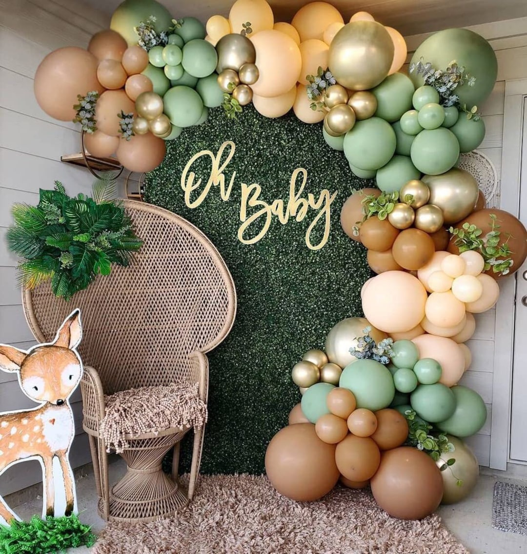 Woodland Animals Sage Green Balloon Garland Birthday Party