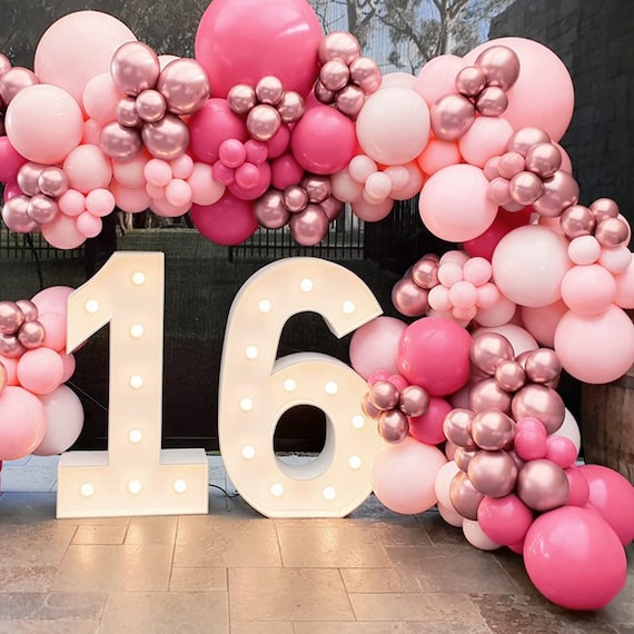 Hot Pink and Pink Balloon Garland Pink Birthday Party Decorations Wedding  Baby Shower Room Layout Arch Set Balloon Party Supplies 