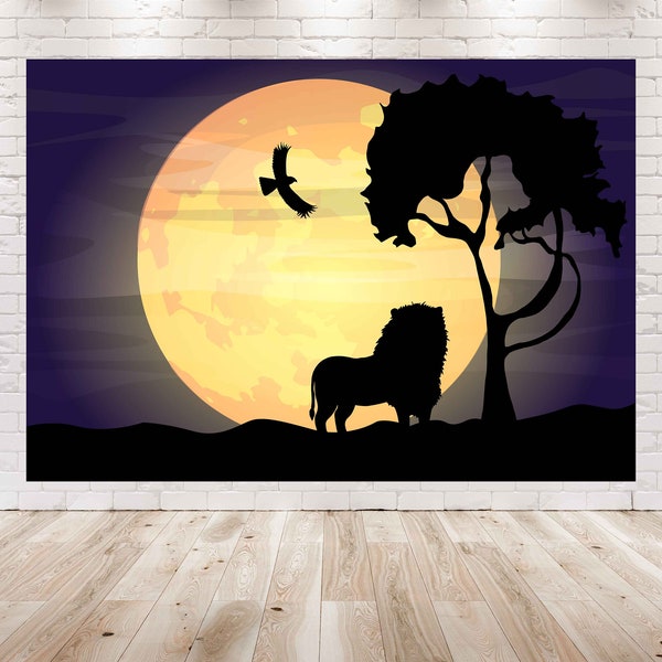 7X5FT  Moon and Sun Party Decorations Backdrop | Lion Theme Background for Any Occasion | Theme Party Photo Wall Poster