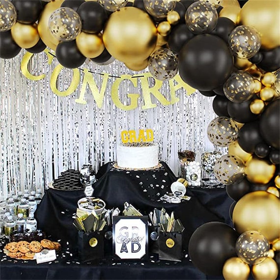 JOYYPOP 134pcs Black and Gold Balloon Garland Arch Kit Black and Gold Party  Decorations for Graduation Party Baby Shower New Years Wedding Birthday