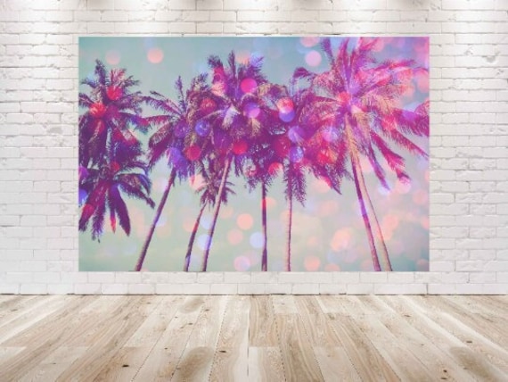 Coachella Birthday Backdrop: Summer Beach Palm Tree Photo Poster (7x5 FT)