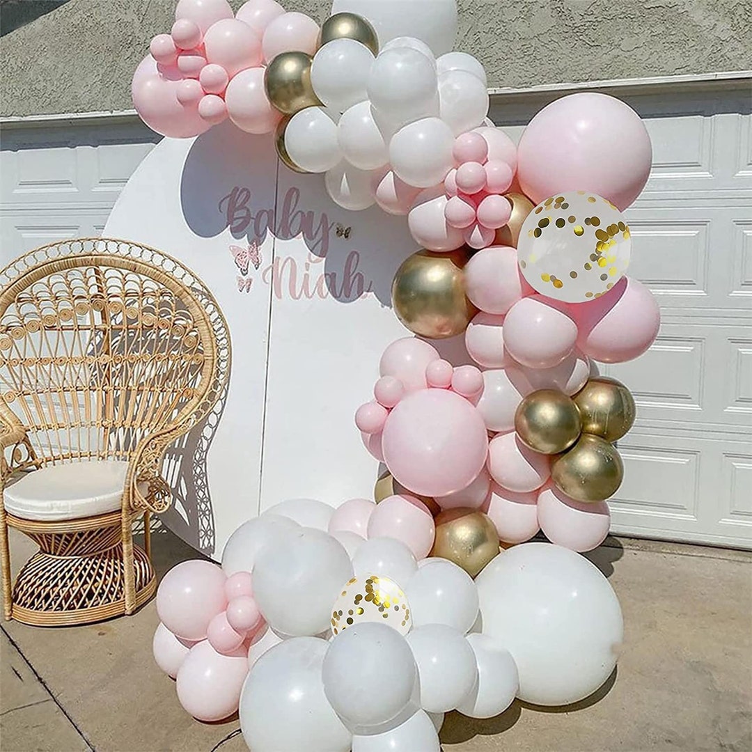 Pastel Pink and White Balloon Garland Birthday Party Decorations Baby ...