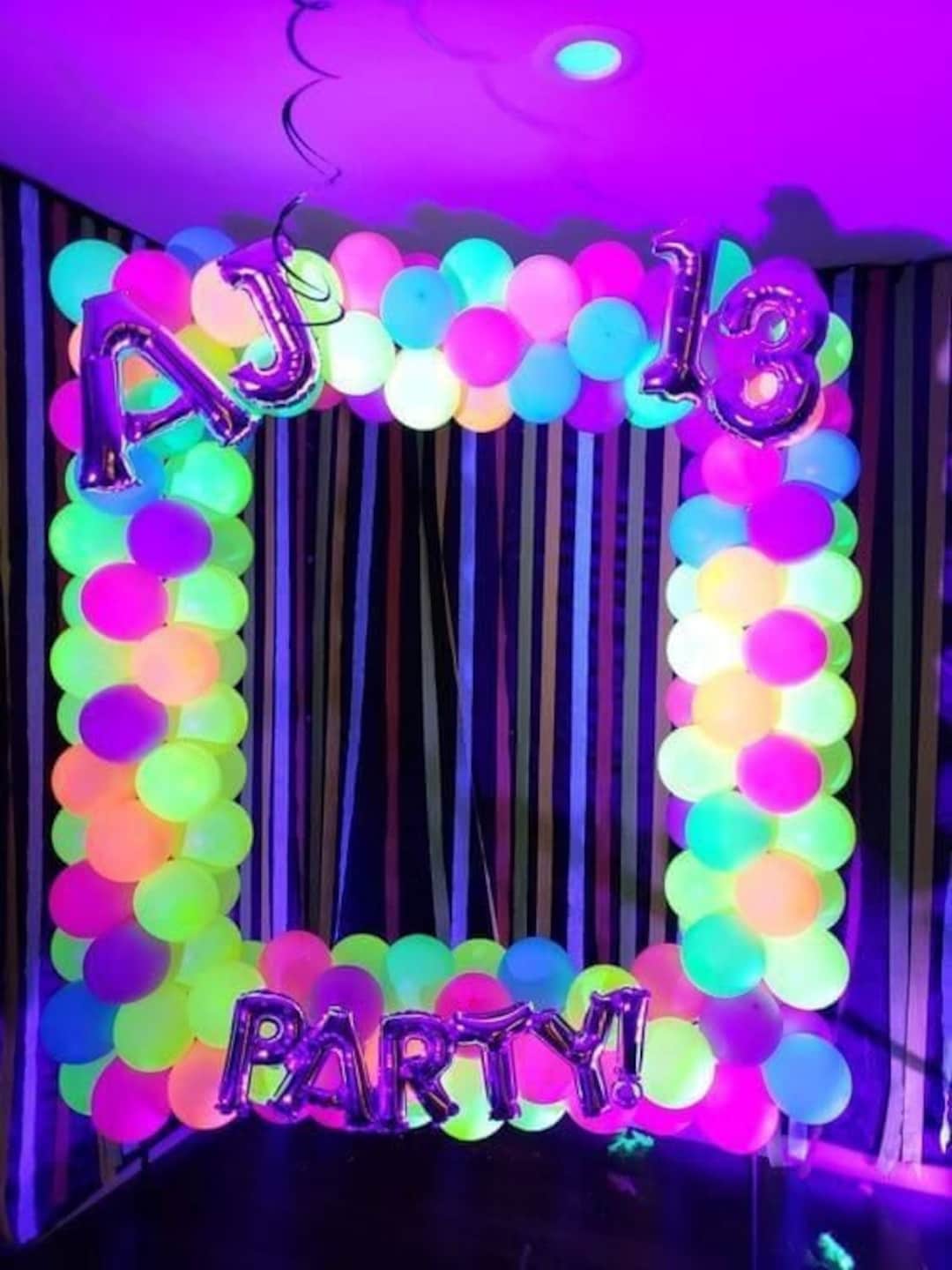 Neon Balloon Arch Birthday Glow up Party Decorations Retro Party Bridal