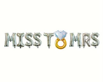 MISS TO MRS Diamond Ring Balloons 16" | Bridal Shower Decor | Engagement Party Wedding Supplies
