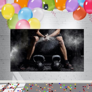 Gym Party Decorations Backdrop | Sport Theme Background for Any Occasion| Fitness Club Party Photo Wall Poster