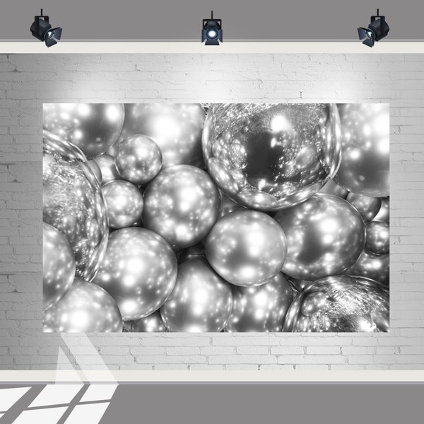 7X5 FT Silver Balloons Photoshoot Backdrop | Balloons Background for Baby Shower, Birthday , Bridal Shower Photo Poster Party Decorations