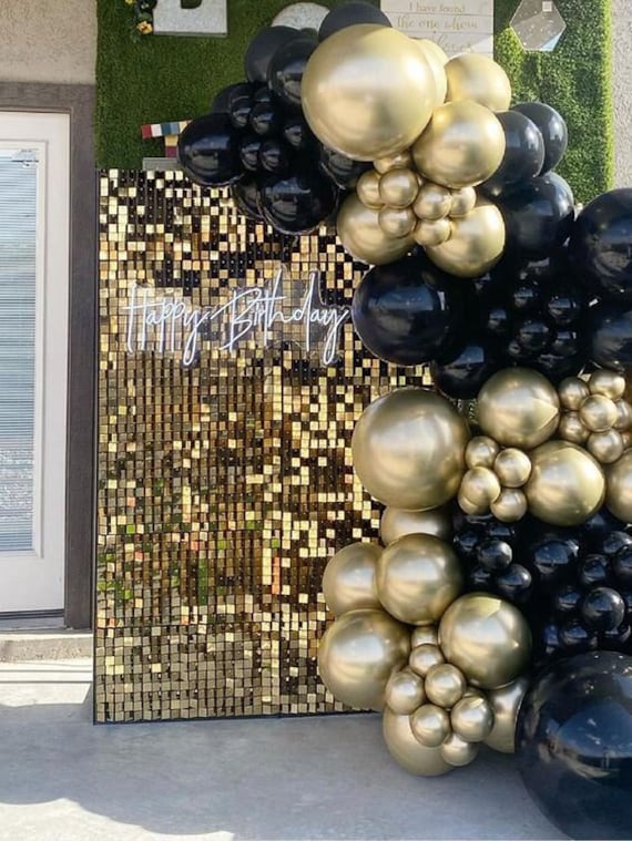 Arche Ballon Anniversaire Or Noir, 152 Kit Arche Ballon Noir Or Argent Beige Avec Confettis Dorés, Noir Doré Arche De Ballon Pour Anniversaire Decoration Mariage Bapteme Graduation Décoration Retraite - 6